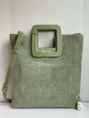 TMRW Studio Sage Milo Foldover Suede Clutch/ Crossbody Bag Quiet Luxury Minimal